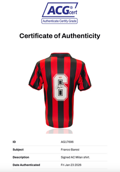FRANCO BARESI SIGNED AC MILAN 1990/91 HOME SHIRT (ACG CERT AG17696)-4