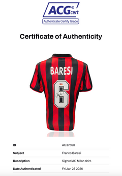 FRANCO BARESI SIGNED AC MILAN 1993/95 HOME SHIRT (ACG CERT AG17698)-3