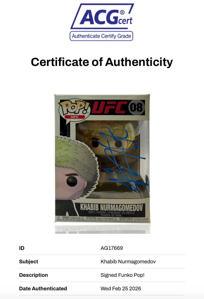 KHABIB NURMAGOMEDOV SIGNED UFC FIGHTER FUNKOPOP #08 (ACG CERT AG17669)-3