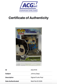 JOHNNY DEPP SIGNED EDWARD SCISSORHANDS FUNKO POP! #979 (ACG CERT AG17678)-3