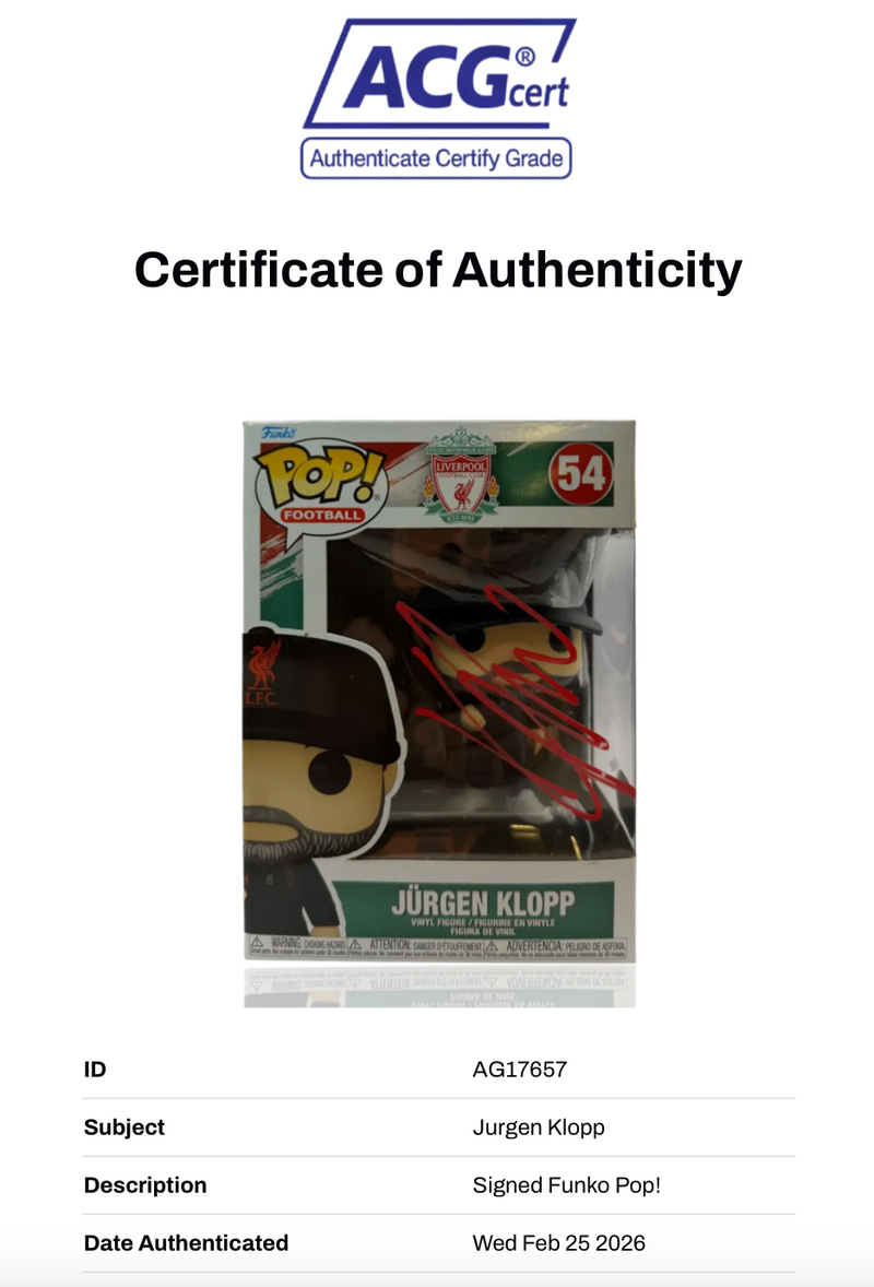 JURGEN KLOPP SIGNED LIVERPOOL FC FUNKO POP! #54 (ACG CERT AG17657)-3