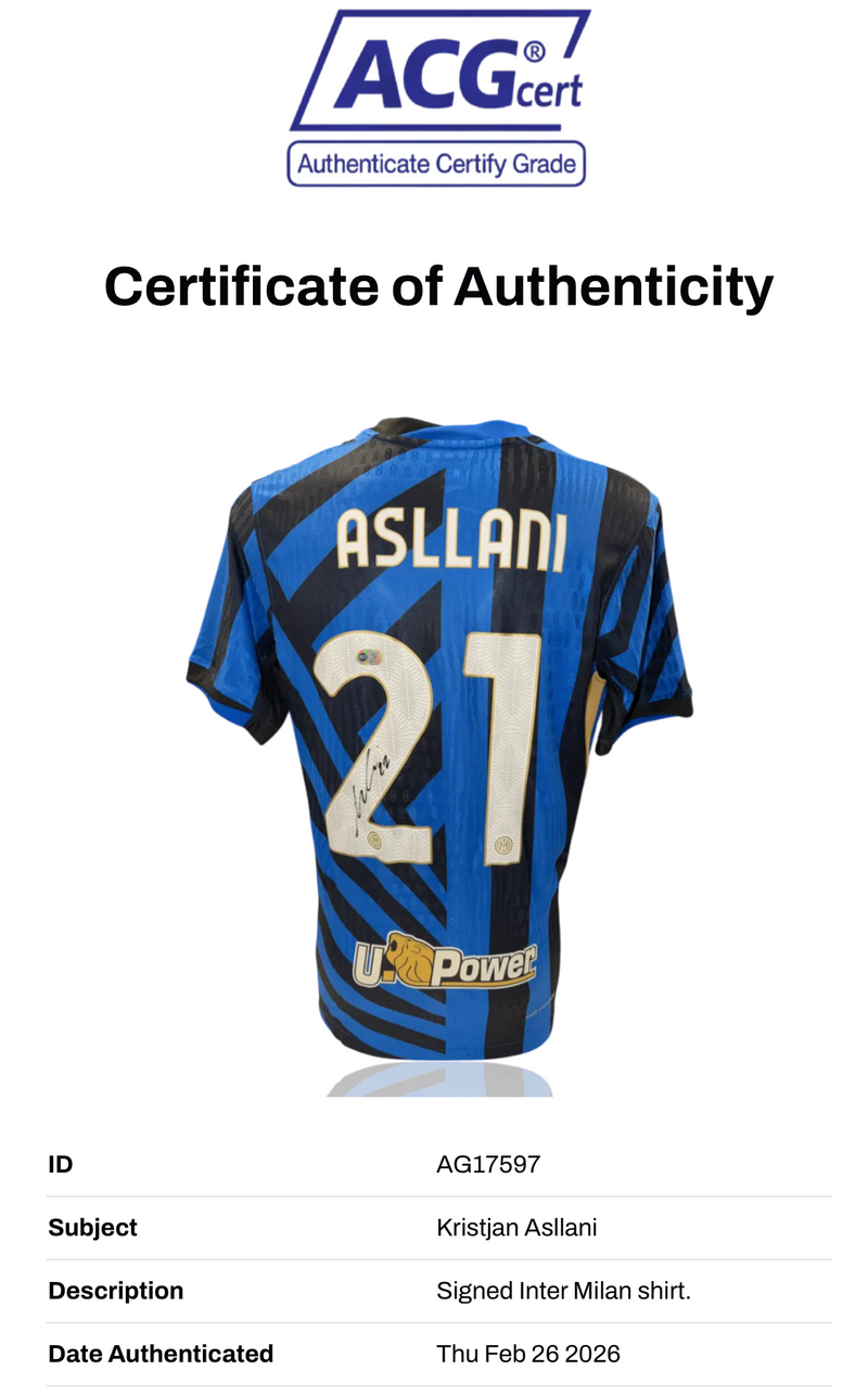 KRISTJAN ASSLANI SIGNED 2024/25 INTER MILAN HOME SHIRT ASSLANI 21 (ACG CERT AG17597)-2