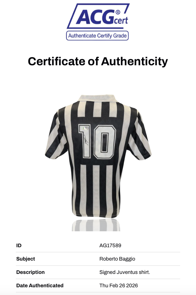 ROBERTO BAGGIO SIGNED 1993 JUVENTUS FOOTBALL HOME SHIRT (ACG CERT AG17589)-2