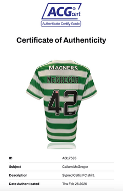 CALLUM MCGREGOR SIGNED CELTIC FC CHAMPIONS 2021/22 HOME SHIRT (ACG CERT AG17585)-3