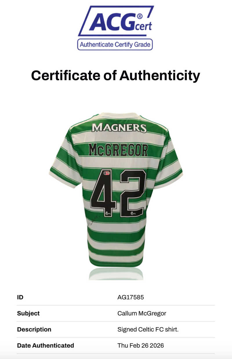 CALLUM MCGREGOR SIGNED CELTIC FC CHAMPIONS 2021/22 HOME SHIRT (ACG CERT AG17585)-3