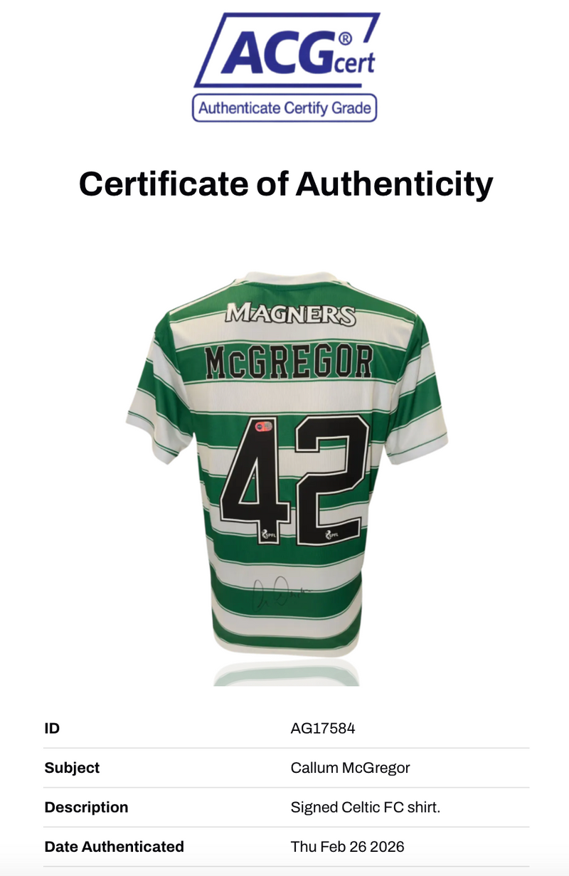CALLUM MCGREGOR SIGNED CELTIC FC 2021/22 HOME SHIRT (ACG CERT AG17584)-2