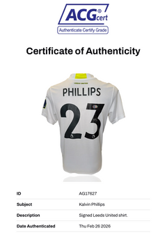 KALVIN PHILLIPS SIGNED LEEDS UNITED 2021/22 HOME SHIRT (ACG CERT AG17627)-2