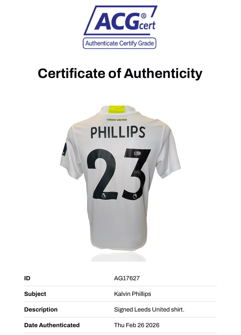 KALVIN PHILLIPS SIGNED LEEDS UNITED 2021/22 HOME SHIRT (ACG CERT AG17627)-2