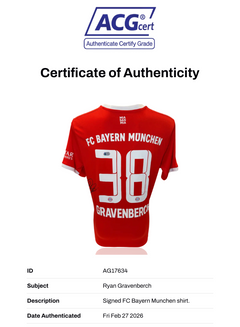 RYAN GRAVENBERCH SIGNED FC BAYERN MUNCHEN 2022/23 HOME SHIRT (ACG CERT AG17634)-2