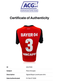 PIERO HINCAPIE SIGNED 2024/25 BAYER 04 LEVERKUSEN HOME SHIRT (ACG CERT AG17636)-2
