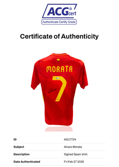 ALVARO MORATA SIGNED SPAIN EURO 2024 HOME SHIRT (ACG CERT AG17724)-2
