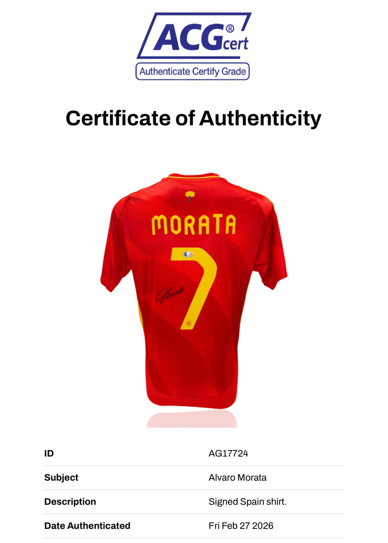 ALVARO MORATA SIGNED SPAIN EURO 2024 HOME SHIRT (ACG CERT AG17724)-2