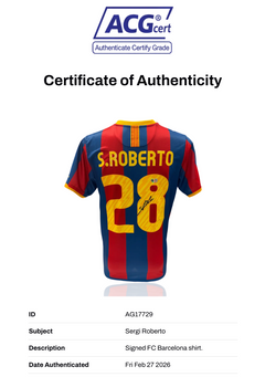 SERGI ROBERTO SIGNED FC BARCELONA 2010/11 HOME SHIRT (ACG CERT AG17729)-2
