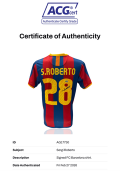 SERGI ROBERTO SIGNED FC BARCELONA 2010/11 HOME SHIRT (ACG CERT AG17730)-2