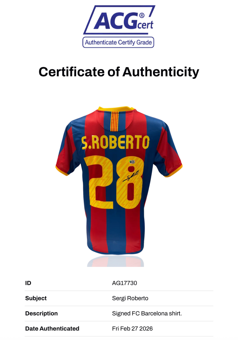 SERGI ROBERTO SIGNED FC BARCELONA 2010/11 HOME SHIRT (ACG CERT AG17730)-2