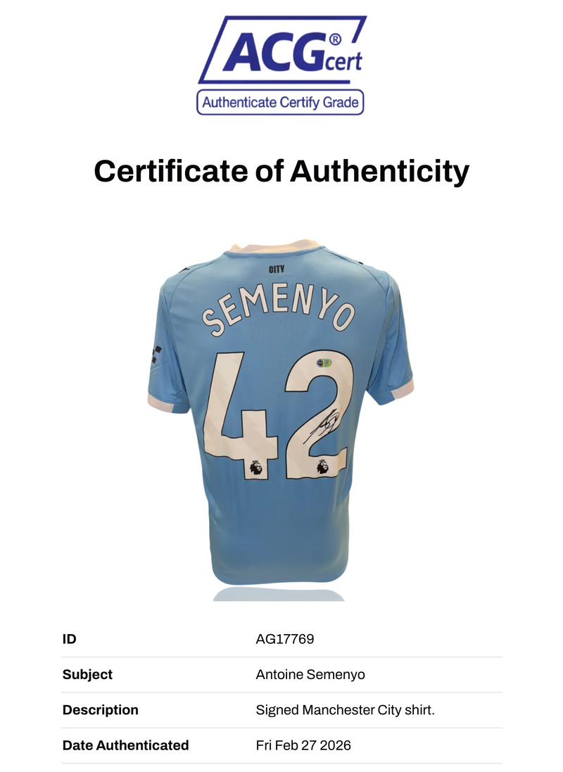 ANTOINE SEMENYO SIGNED MANCHESTER CITY FC 25/26 HOME SHIRT (ACG CERT AG17769)-2