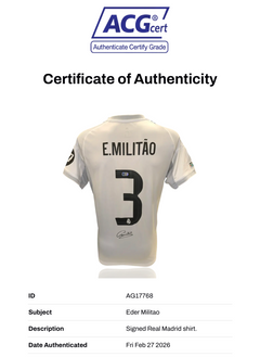 EDER MILITAO SIGNED REAL MADRID 2025/26 HOME SHIRT (ACG CERT AG17768)-2