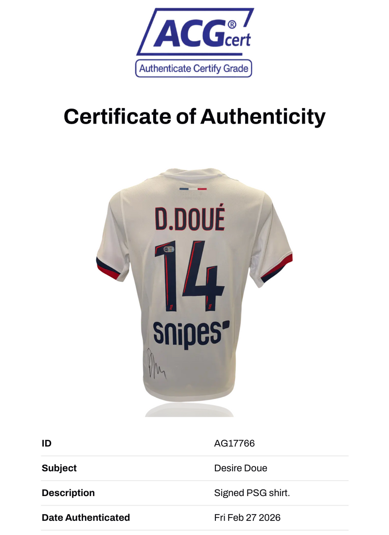 DESIRE DOUE SIGNED 2025/26 PARIS SAINT-GERMAIN PSG AWAY SHIRT (ACG CERT AG17766)-2