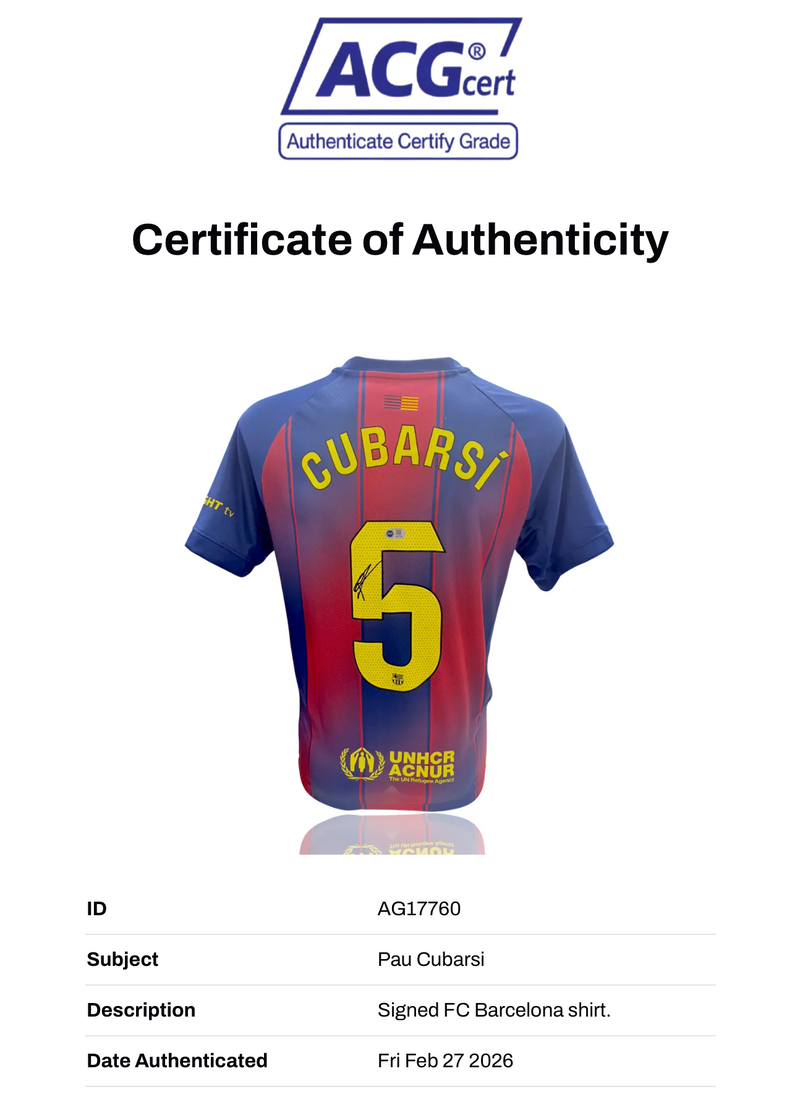PAU CUBARSI SIGNED FC BARCELONA 2025/26 HOME SHIRT (ACG CERT AG17760)-2