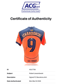 ROBERT LEWANDOWSKI SIGNED FC BARCELONA 2025/26 AWAY SHIRT (ACG CERT AG17756)-2