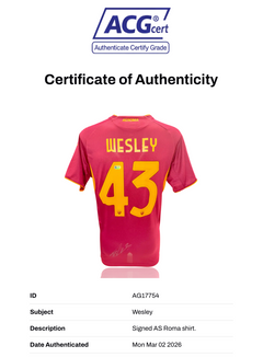 WESLEY SIGNED AS ROMA 2025/26 HOME SHIRT (ACG CERT AG17754)-2