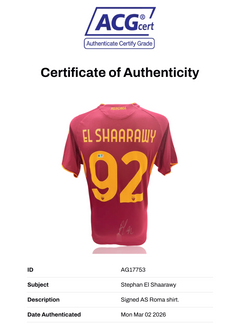 STEPHAN EL SHAARAWY SIGNED AS ROMA 2025/26 HOME SHIRT (ACG CERT AG17753)-2