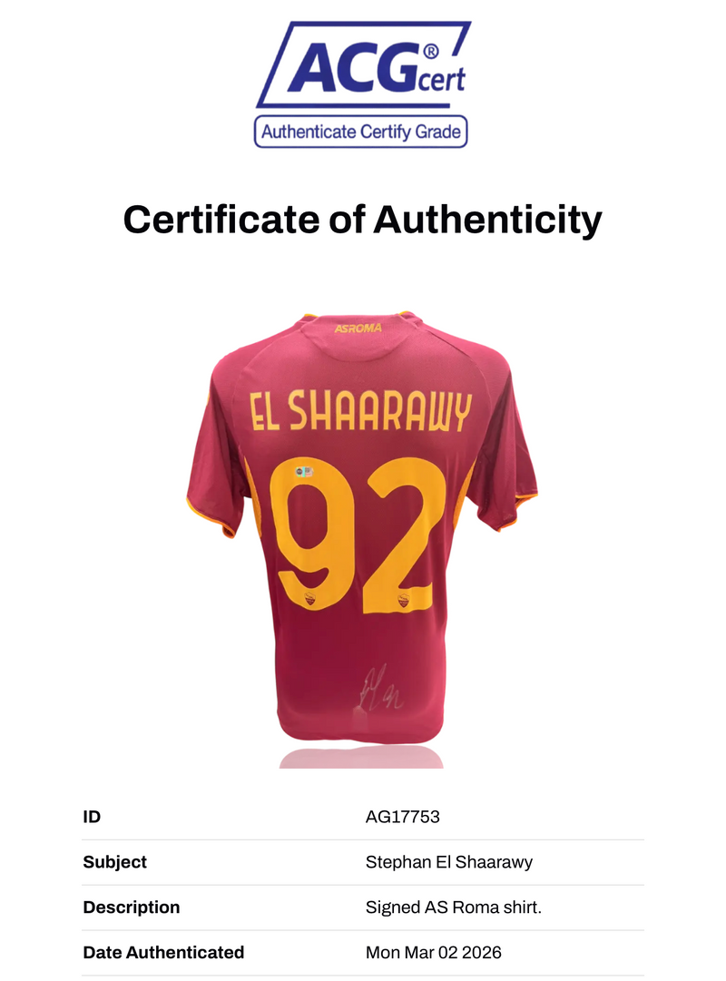 STEPHAN EL SHAARAWY SIGNED AS ROMA 2025/26 HOME SHIRT (ACG CERT AG17753)-2