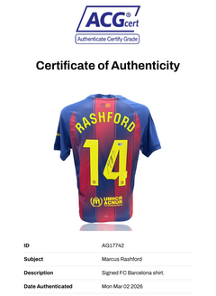 MARCUS RASHFORD SIGNED FC BARCELONA 2025/26 HOME SHIRT (ACG CERT AG17742)-2