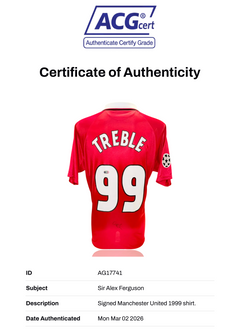 SIR ALEX FERGUSON SIGNED TREBLE 99 MANCHESTER UNITED HOME SHIRT (ACG CERT AG17741)-2