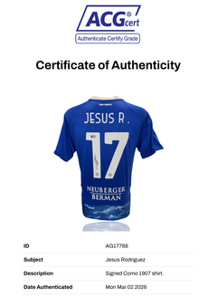 JESUS RODRIGUEZ SIGNED COMO 1907 2025/26 HOME SHIRT (ACG CERT AG17788)-2