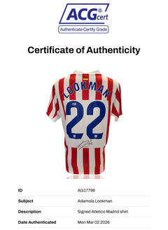 ADAMOLA LOOKMAN SIGNED ATLETICO MADRID 2025/26 HOME SHIRT (ACG CERT AG17796)-2
