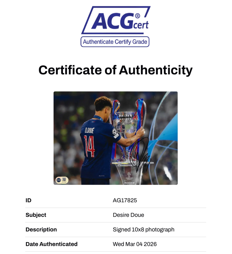 DESIRE DOUE SIGNED PARIS SAINT-GERMAIN PSG 10X8 PHOTO (ACG CERT AG17825)-2