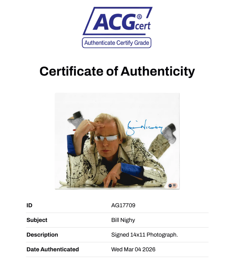 BILL NIGHY SIGNED LOVE ACTUALLY BILLY MACK 14X11 PHOTO (ACG CERT AG17709)-2