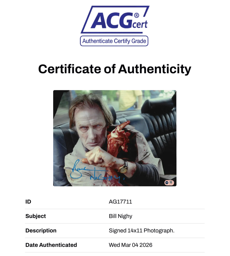 BILL NIGHY SIGNED SHAUN OF THE DEAD PHILIP 14X11 PHOTO (ACG CERT AG17711)-2