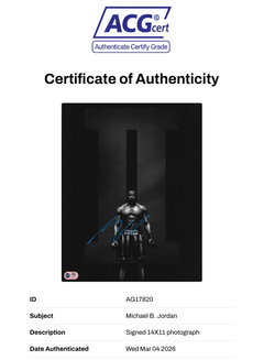 MICHAEL B JORDAN SIGNED ADONIS CREED 14x11 PHOTO (ACG CERT AG17820)-2