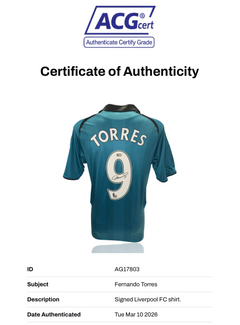 FERNANDO TORRES SIGNED LIVERPOOL 2008/09 THIRD SHIRT (ACG CERT AG17803)-2