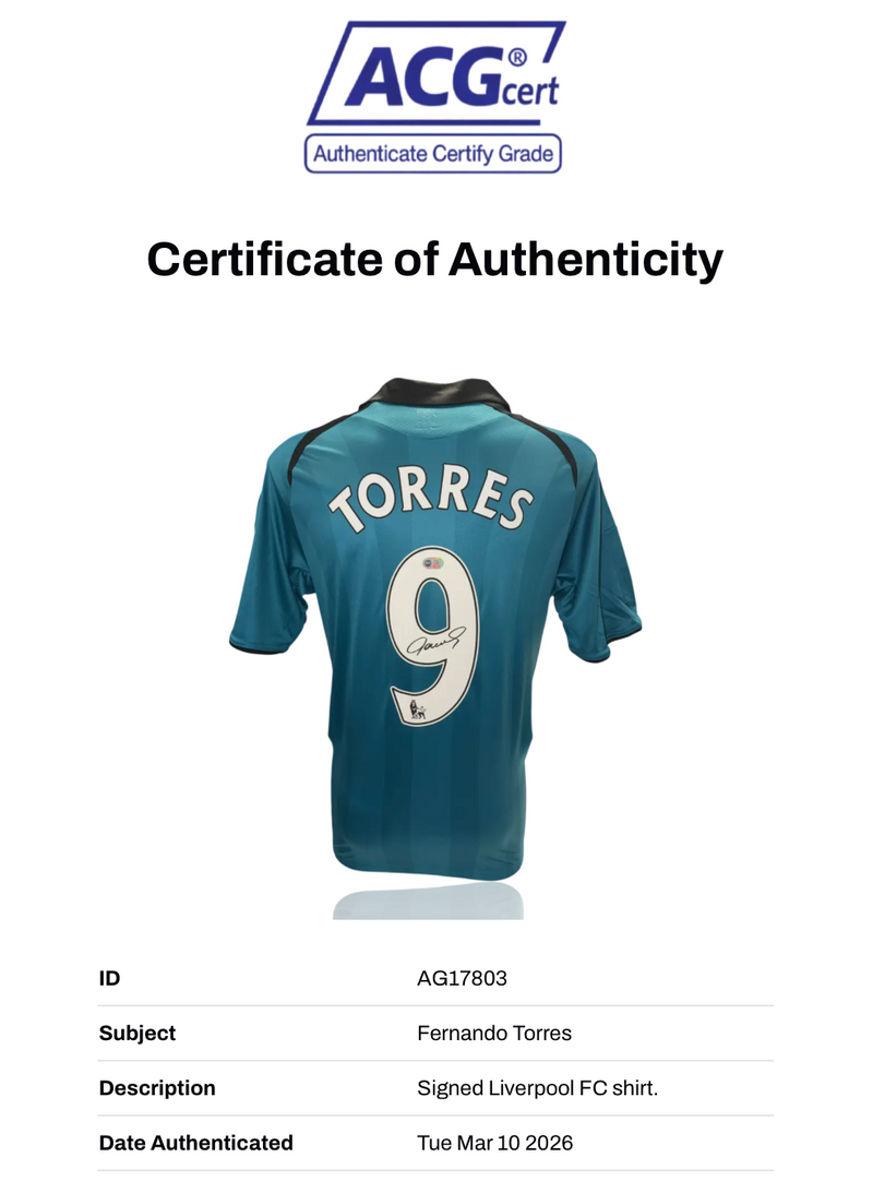 FERNANDO TORRES SIGNED LIVERPOOL 2008/09 THIRD SHIRT (ACG CERT AG17803)-2