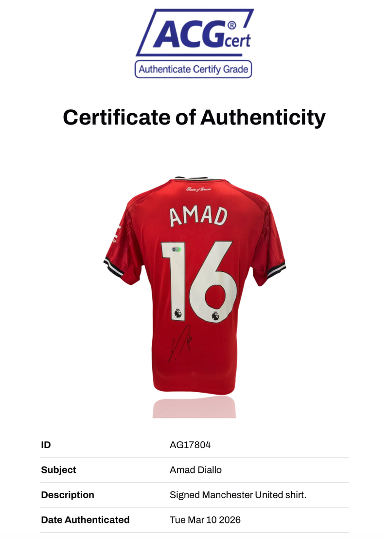 AMAD DIALLO SIGNED 2025/26 MANCHESTER UTD HOME SHIRT (ACG CERT AG17804)-2