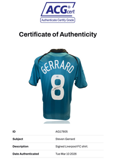 STEVEN GERRARD SIGNED LIVERPOOL FC 2008/09 THIRD UCL SHIRT (ACG CERT AG17805)-2