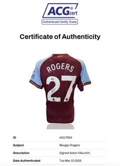MORGAN ROGERS SIGNED 25/26 ASTON VILLA HOME SHIRT (ACG CERT AG17863)-2