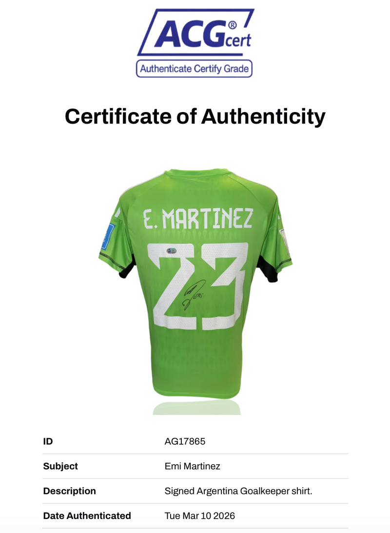 EMI MARTINEZ SIGNED 2022/23 ARGENTINA WORLD CUP HOME SHIRT (ACG CERT AG17865)-2