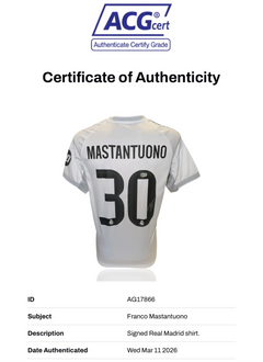 FRANCO MASTANTUONO SIGNED REAL MADRID 2025/26 HOME SHIRT (ACG CERT AG17866)-2