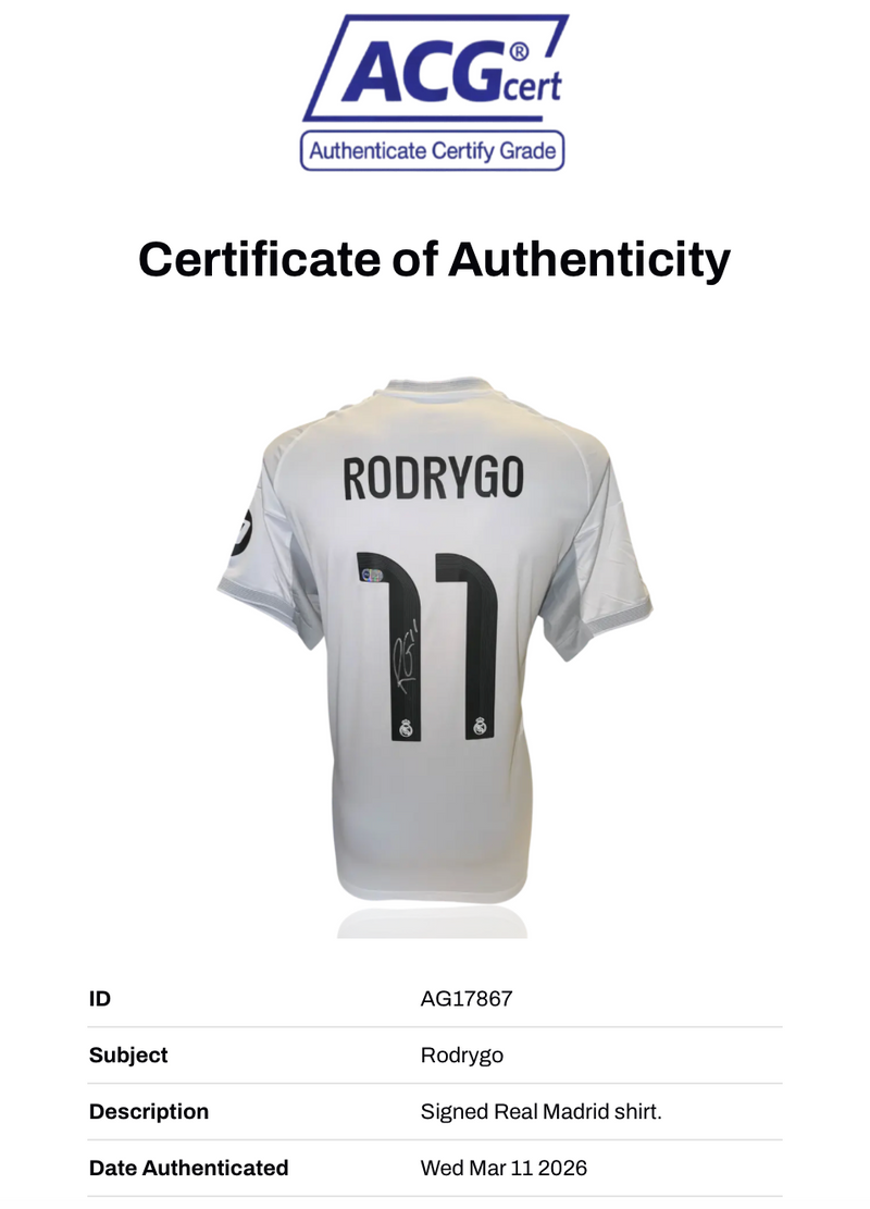 RODRYGO SIGNED REAL MADRID 2025/26 HOME SHIRT (ACG CERT AG17867)-2