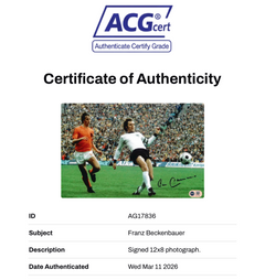 FRANZ BECKENBAUER SIGNED 12X8 FOOTBALL LEGEND PHOTO (ACG CERT AG17836)-2