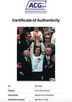FRANZ BECKENBAUER SIGNED 12X8 FOOTBALL LEGEND PHOTO (ACG CERT AG17842)-2