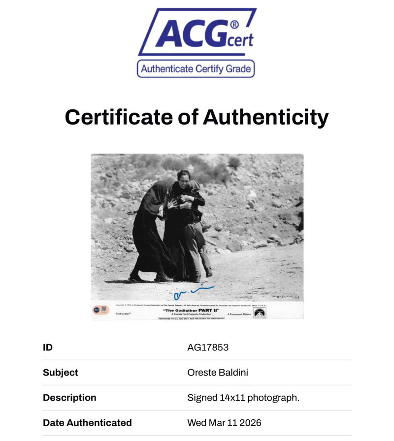 ORESTE BALDINI SIGNED THE GODFATHER 2 VITO ANDOLINI 14x11 PHOTO (ACG CERT AG17853)-2