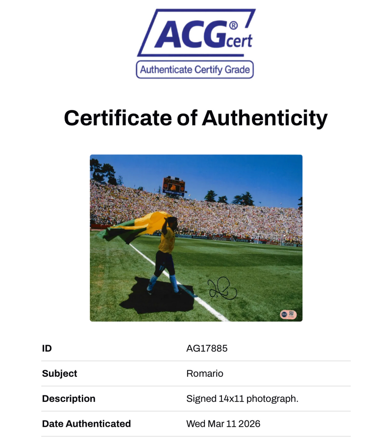 ROMARIO SIGNED BRAZIL WORLD CUP 1994 14X11 PHOTOGRAPH (ACG CERT AG17885)-2