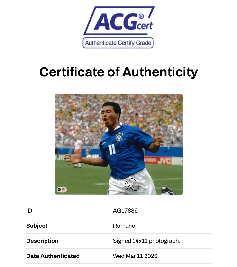 ROMARIO SIGNED BRAZIL WORLD CUP 1994 14X11 PHOTOGRAPH (ACG CERT AG17889)-2