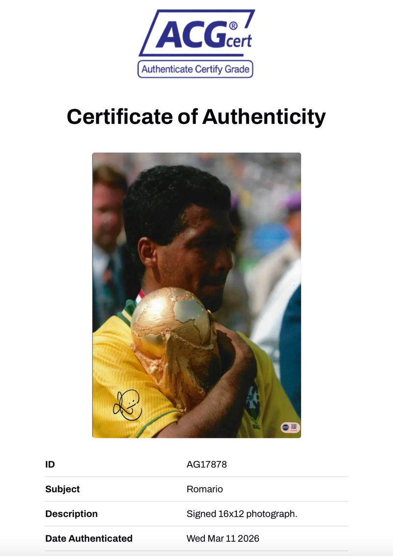 ROMARIO SIGNED BRAZIL WORLD CUP 1994 16X12 PHOTOGRAPH (ACG CERT AG17878)-2