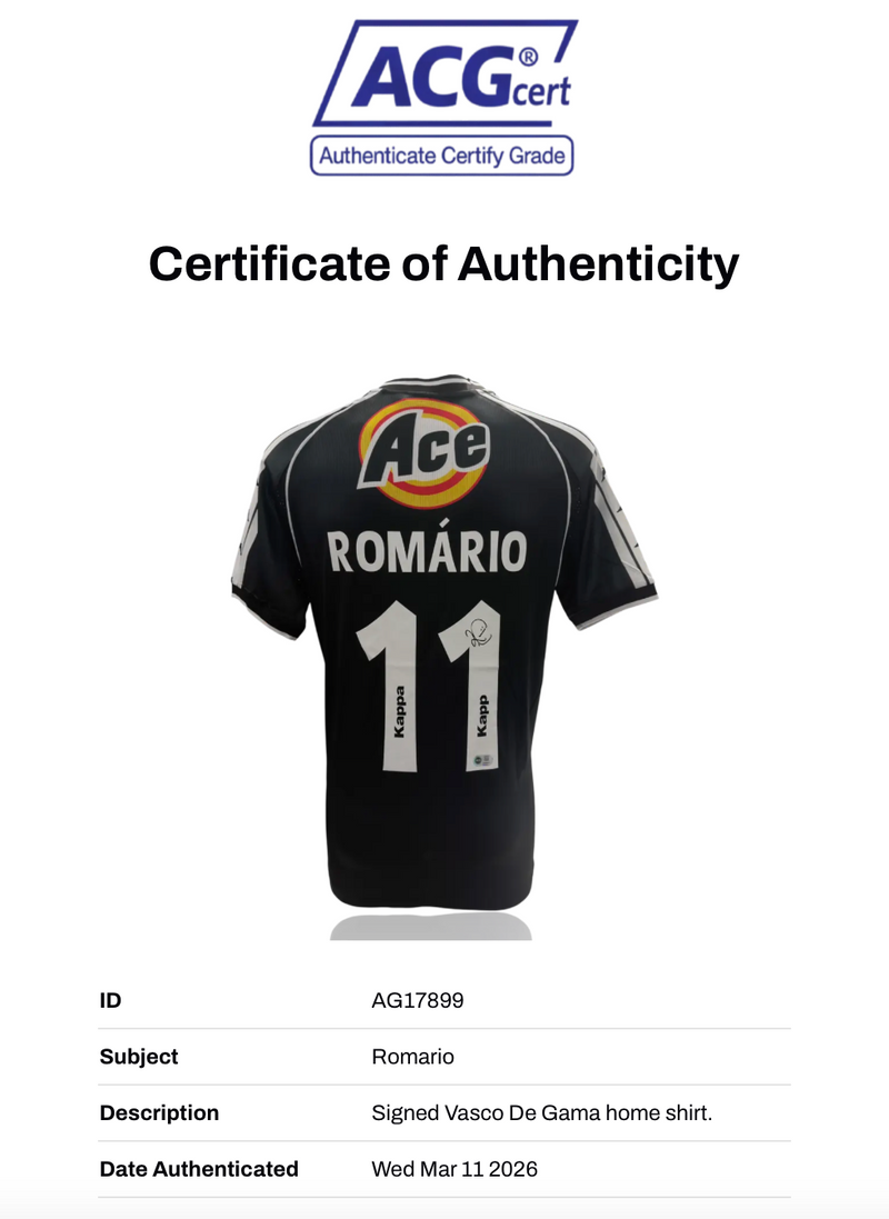 ROMARIO SIGNED VASCO DA GAMA 1999/00 HOME SHIRT (ACG CERT AG17899)-3